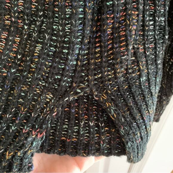Leighton Chunky Knit Black Rainbow Confetti Turtleneck Large - Picture 6 of 8